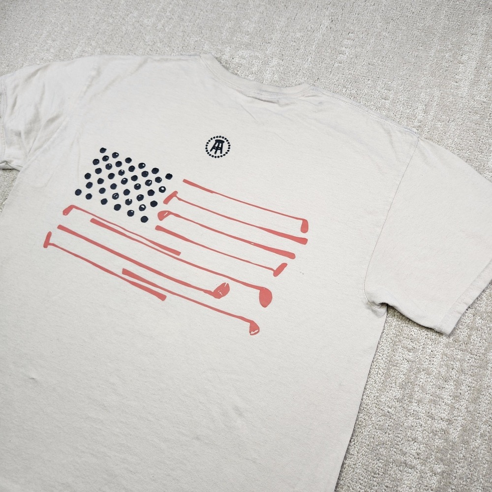 Barstool Golf Shirt Men XL Cotton American Flag Logo Tee Beige